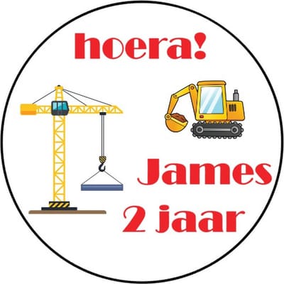 RoNa Design Bouw Stickers - Traktatiestickers met naam en leeftijd - 20 stuks
