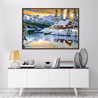 5D DIY Diamantschilderen Kruissteek Kit Afbeelding Cadeaus Prachtig Sneeuwlandschap Diamantborduurwerk 20X30CM