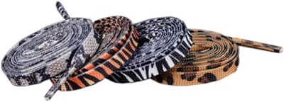 4 Paar Platte Leoparden Veters in Camouflage en Kleurverloop - Elastische Schoenveters voor Dierenprint Sneakers en Boots
