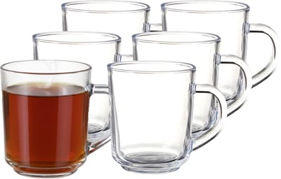 Excellent Houseware Theeglazen - 6x - 220 ml - H9 cm - gehard glas - koffieglas