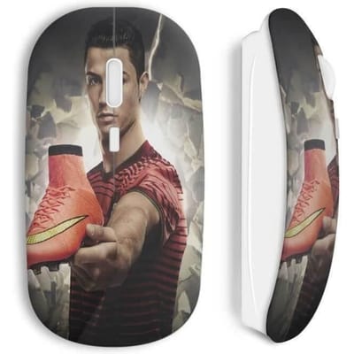 Souris Sans Fil - Cristiano Ronaldo - Football - Blanc - Compatible Mac et PC - USB