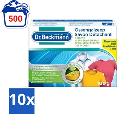 10 x Dr.Beckmann - Vlekkenverwijderaar - Ossengalzeep Met Aloë Vera - Witte en Gekleurde Was - 100g - Vlekkenverwijderaar - Textiel Reinigen - Tapijt Reinigen - Meubel Reinigen - Aloë Vera
