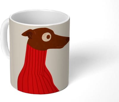 Mok - Koffiemok - Silhouet - Hond - Trui - Rood - Mokken - 350 ML - Beker - Koffiemokken - Theemok