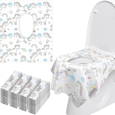 Toiletstoelhoezen Wegwerp - Potje Hoezen - Reizen Zindelijkheidstraining - Extra Groot Antislip - 40 stuks - Eenhoorn Stijl