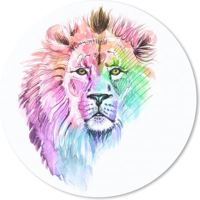 Muismat rond 20x20 cm - Mousepad Leeuwen - Illustratie - Kleuren - Ronde muismatten