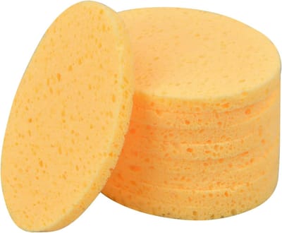 10 Stuks Gezichtsreinigingsponsjes, 8 cm Make-up Spons Pads voor Make-up Verwijdering en Huidverzorging (Geel) - Ideaal voor Diepe Reiniging en Zachte Exfoliatie