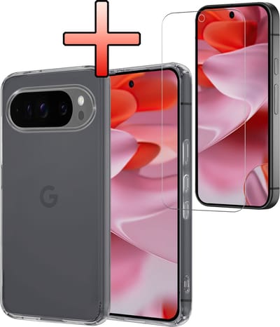 Hoesje - Met Screenprotector - Geschikt voor Google Pixel 9 Pro - Sterk & Shockproof - Back Cover - Siliconen Case - Telefoon Hoes - Transparant