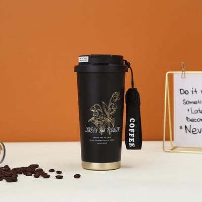 Nouvelle tasse isotherme à tube intérieur en céramique et acier inoxydable, haute apparence, tasse à café horizontale à double vide, tasse à eau portable en corde 530Ml stainless steel liner
