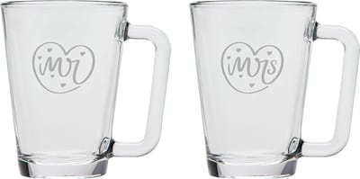 Gegraveerde set Theeglazen 26cl Mr. In hartje - Mrs. In hartje