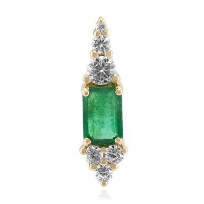 Cavill - Gouden Hanger 9K Geel Goud - 0,53 ct Octagonale Zambia Smaragd - Cambodjaanse Zirkonia's - Luxe Elegante Dames Sieraad