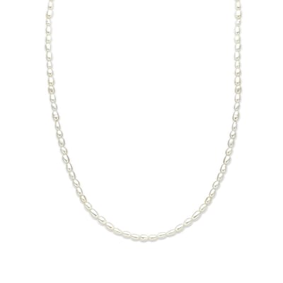 zilver gerhodineerd collier parels 3,2 mm 40 + 5 cm 1337725