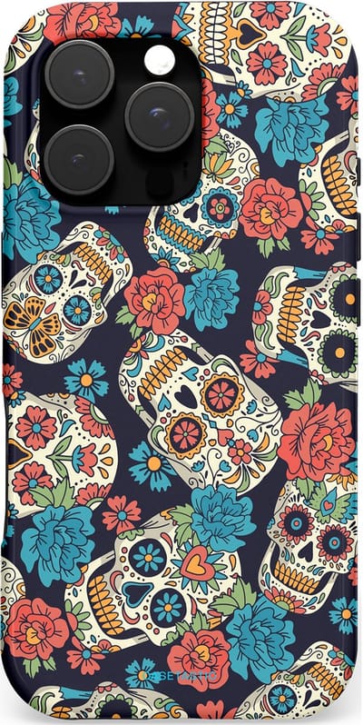 Casetastic hoesje geschikt voor Apple iPhone 16 Pro - MagSafe - Dubbellaagse bescherming - Catacombe carnaval - Fashion Case - Taupe Donkergrijs Petrol Grijs