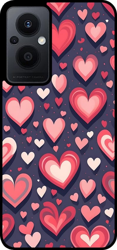 Smartphonica Telefoonhoesje Geschikt voor Oppo Reno 7 Lite met Hartjes Opdruk - TPU Backcover Case With Heart Design geschikt voor Oppo Reno7 Lite