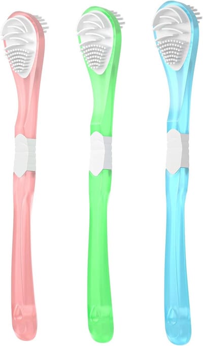 3-kleuren tongschrapers en reinigingsborstels - Dubbelzijdig, zacht, en draagbaar voor optimale mondhygiëne