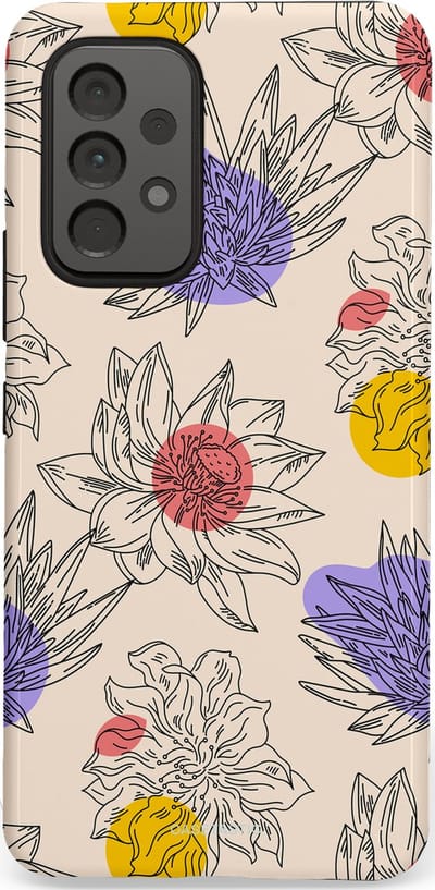 Casetastic Hoesje Geschikt voor Samsung A53 - Stijlvolle Beschermende Duo-layer Case - Bloemenschets