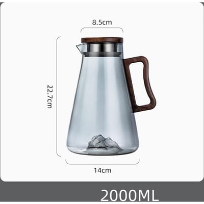 Carafe d'eau froide en verre transparente résistante à la chaleur avec poignée, grande capacité, bouilloire pour réfrigérateur white