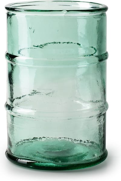 Jodeco Bloemenvaas Barril - transparant blauw - eco glas - 16 x 23 cm - cilinder vaas