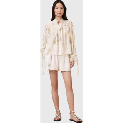 AllSaints Delphine Shirt Laci Ecru White Taglia: 10 | Maglie a manica lunga Outlet | Donna | Marrone