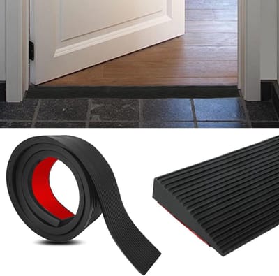 Robuuste drempelramp van rubber, 100 cm x 8 cm x 1,5 cm, geschikt voor rolstoelen, kinderwagens en stofzuigers