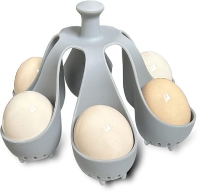 Daity Een eierkoker - geschikt voor zowel zachtgekookte als hardgekookte eieren - met een eierrekje voor eenvoudig koken (grijs).
