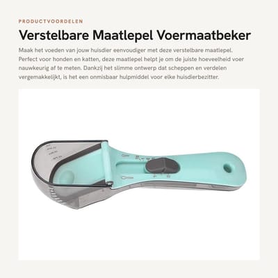 Dailygoods- Maatlepel Verstelbaar - Maatlepel Set - Maatlepel voor Huisdiervoeding - Nauwkeurige Controle - Food Grade Materiaal - Handige Schep - Voedingsschep