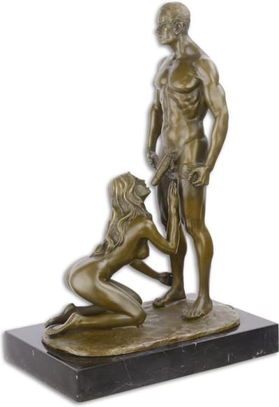sculptuur - naakte man en vrouw - Bronzen beeld - erotisch - 32,4 cm hoog