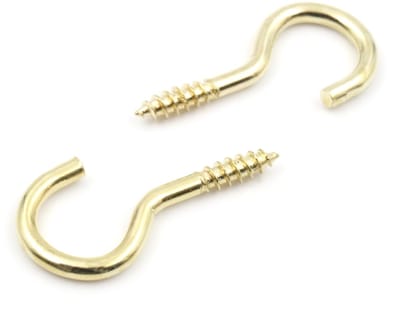 Dailygoods - Gebogen Schroefhaken Messing voor Wand en Plafond (10 stuks)