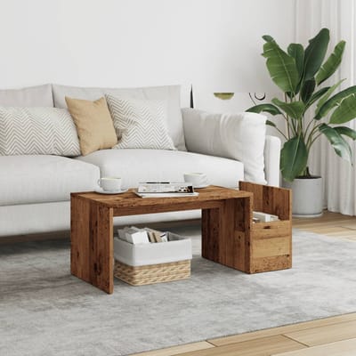 vidaXL - Salontafel - 90x45x35 - cm - bewerkt - hout - oud - houtkleurig