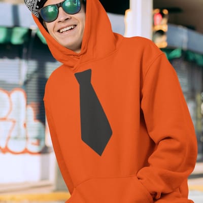 Oranje EK WK Koningsdag Hoodie Stropdas Zwart - MAAT XS - Oranje Outfit