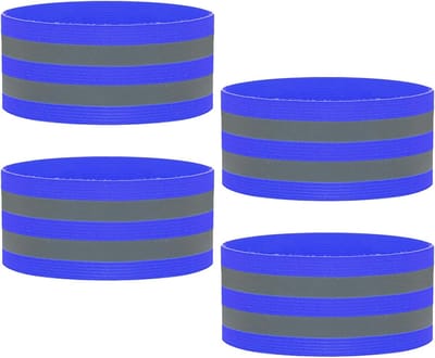 4 stuks Hi Vis reflecterende armbanden, reflecterende strepen, reflecterende hardloopuitrusting met hoge zichtbaarheid, reflecterende polsbandjes voor joggen, hardlopen, wandelen, fietsen,Blauw