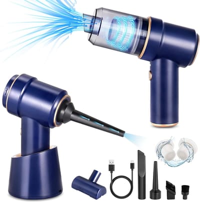 Draadloze 3-in-1 Handstofzuiger – Mini Stofzuiger & Blower – Oplaadbaar – Perfect voor Huis, Auto en Huisdierenhaar – Blauw