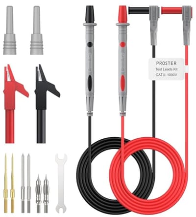 Multimeter meetleidingen set - 13-in-1 elektrische testkabels met verwisselbare vergulde sondes en krokodillenklemmen