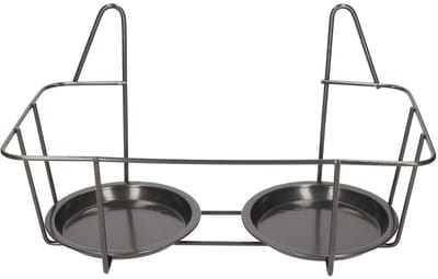 Esschert Design Balkon bloempothouder dubbel - bloembak met ophanging - zwart metaal - 34 x 19 x 19 cm