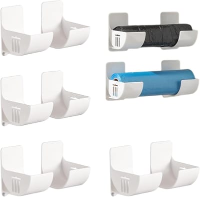 8 Pcs Wandgemonteerde Afvalzak Houder - Geen Boren - Keuken Organizer - Wandgemonteerde Afvalzak Dispenser - Afvalzak Organizer voor Keukenopslag en Organisatie - Keukenaccessoires