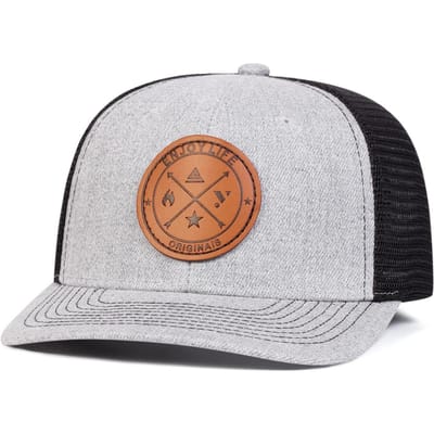 Unisex Geniet van het Leven Ronde Leren Label Baseball Netpetten Lente Zomer Buiten Verstelbaar Casual Petten Zonbescherming Pet Sportpet brown