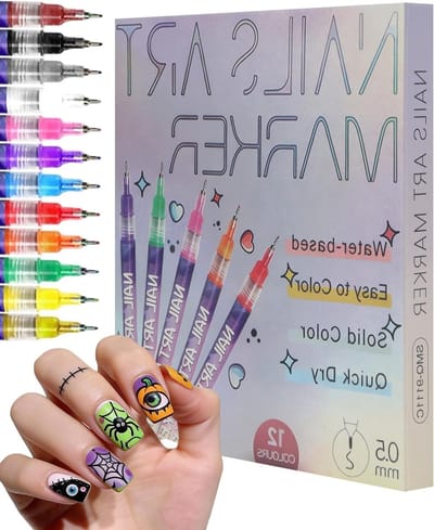Set van 12 Kleurige Nagel Kunst Stiften - Perfect voor 3D Graffiti en DIY Nagelontwerpen - Fijne Punt van 0.5mm - Manicure Gereedschap voor Thuis en Salon Gebruik