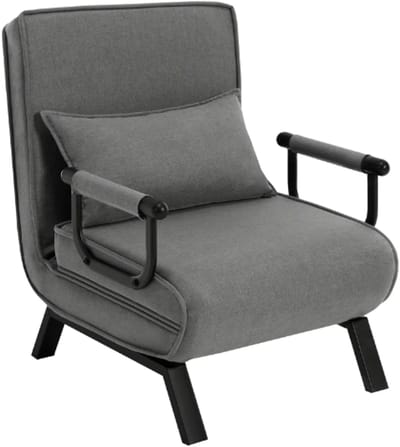 NaevaMi 3-in-1 Slaapstoel - Logeerbed - Slaapbank 1 Persoons - Inklapbare Slaapfauteuil - Slaapstoel 1 Persoons Uitklapbaar - Slaapbanken - Verstelbare Rugleuning - Max. 150kg Draagvermogen - Donkergrijs