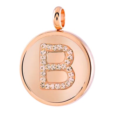 Lucardi Dames Gerecycled just.d stalen hanger roseplated letter kristal - Hanger - Staal - RosÃ©kleurig