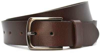 Stoere Leren Heren Riem | Kleur: Bruin | 4cm breed | Riemmaat: 95 cm (totale lengte: 112cm) | 100% echt leer | Nikkelvrije gesp