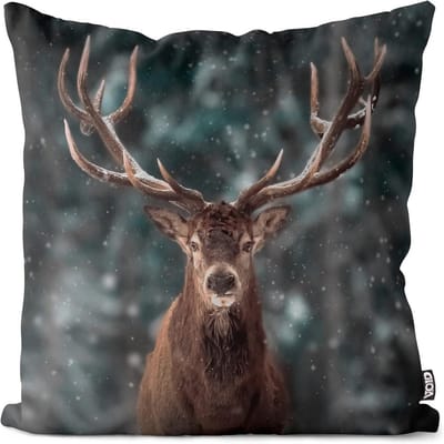 Waterdichte Sneeuw Herten Winter Kussenhoes 80x80 cm voor Binnen en Buiten