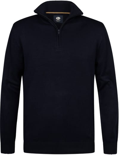 Petrol Industries - Heren Gebreide Half-Zip Trui Lexington - Blauw - Maat S