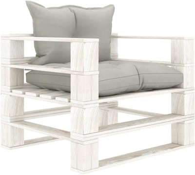 Tuinbank van Pallets - Rustieke Stoel - Ontspannen Buiten - Gevoerde Kussens - 80 x 60 cm - Natuurlijk Hout