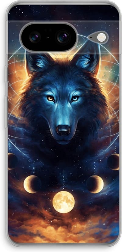 Case Company® - Hoesje geschikt voor Google Pixel 8 hoesje - Wolf Dreamcatcher - Soft Cover Telefoonhoesje - Bescherming aan alle Kanten en Schermrand