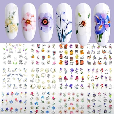 Watertransfer nagelstickers met bloemen - Zelfklevende nagelkunst voor DIY manicure en nail art