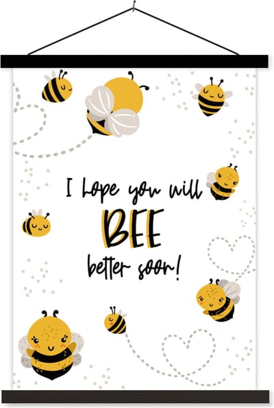 Posterhanger incl. Poster 60x80 cm - Schoolplaat - Beterschap - Quote - Bij - Textielposter - Zwarte latten