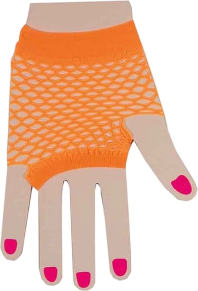 Visnet handschoenen fluo oranje- Oranje neon visnet handschoenen - Foute Party - Carnaval