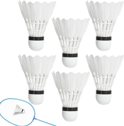 Badminton Trainingsbal - Veerballen Set - Training en Oefening - Stabiele Vliegeigenschappen - 6 Stuks - Wit