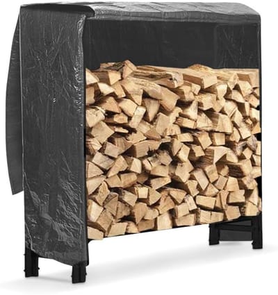 VIN® Houtrek – Houtopslag – Brandhoutrek - Haardhout - Opslag – Rek Voor Binnen - en Buiten – Brandhout – Metaal – Zwart