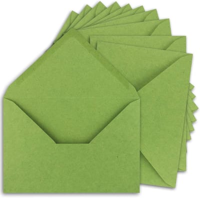 Vintage Enveloppen - Brievenveloppen Kraftpapier - Wenskaarten Versturen - Gerecycled Materiaal - DIN C5 157x225mm - Lichtgroen