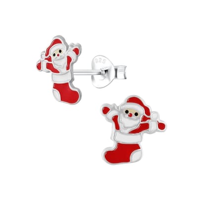 WeLoveSilver - zilveren oorstekers - kerstman - 925 zilver